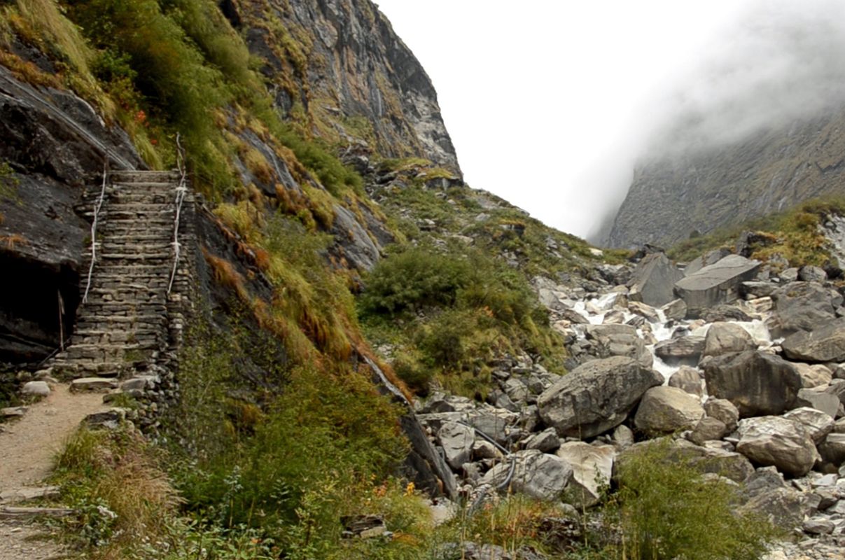 30 Climbing Steps Next To Modi Khola Between Deurali And Machapuchare Base Camp On Trek To Annapurna Sanctuary 